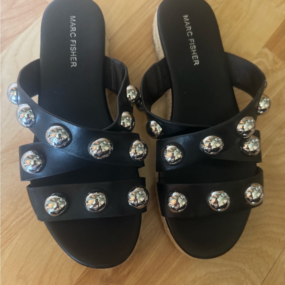 Marc Fisher Black Studded Women's Sandals